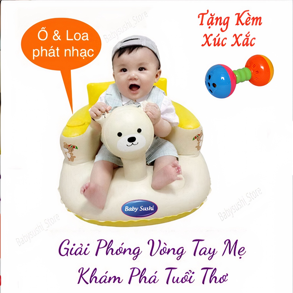 Ghế tập ngồi cho bé đa chức năng, ghế hơi phát nhạc giúp bé thích thú và ham ăn