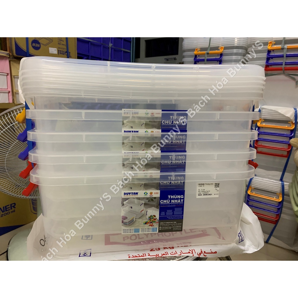 Thùng chữ nhật DUY TÂN 10 lít No.H115 (41,2 x 27,2 x 14,5 cm) - Nhựa trong suốt - Đựng thực phẩm khô, đồ chơi trẻ em. ..