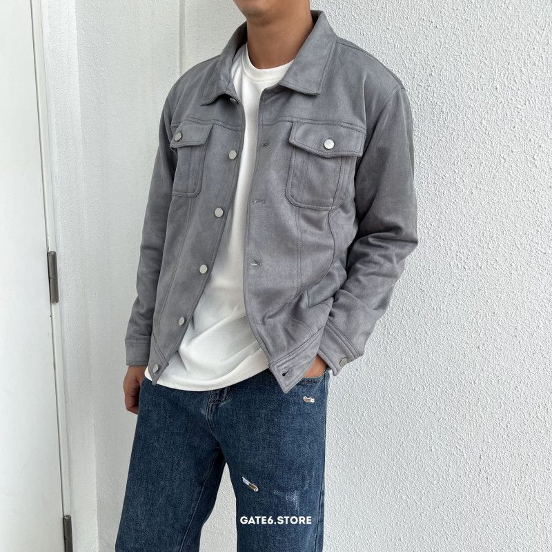Áo Khoác da lộn Nam cổ bẻ GATE6 Suede, dáng phi công pilot phối túi nắp 6 màu cao cấp - G0045