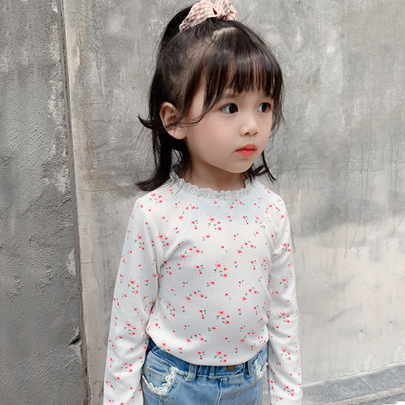 Áo Cổ Bèo In Hoa Hàn Quốc Cho Bé Gái