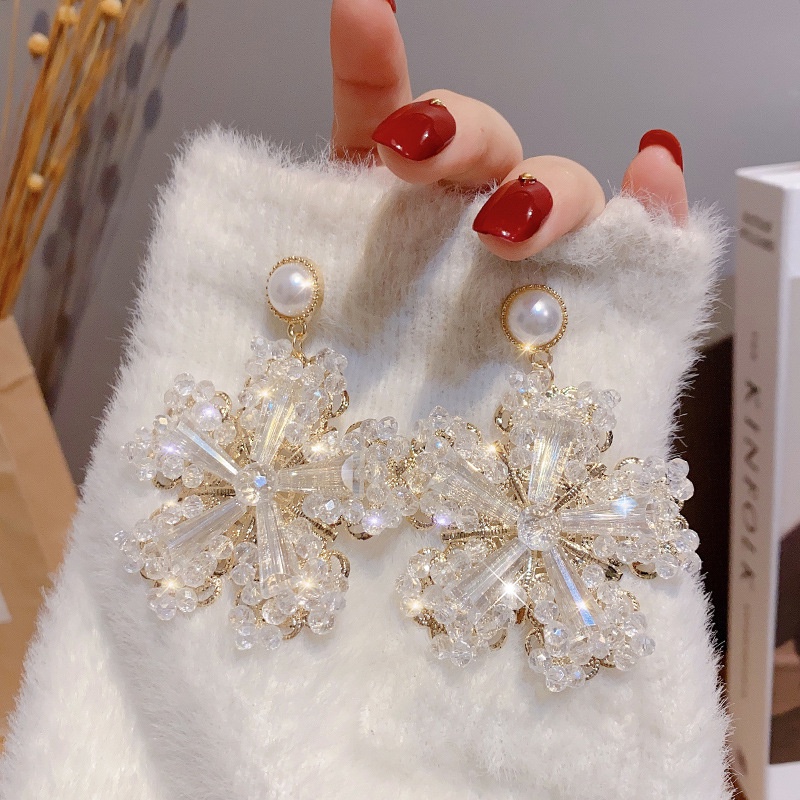 Khuyên Tai Hình Hoa Đính Đá Pha Lê Cao Cấp Sang Trọng Phong Cách Âu Mỹ Thời Trang 2022 Dành Cho Nữ