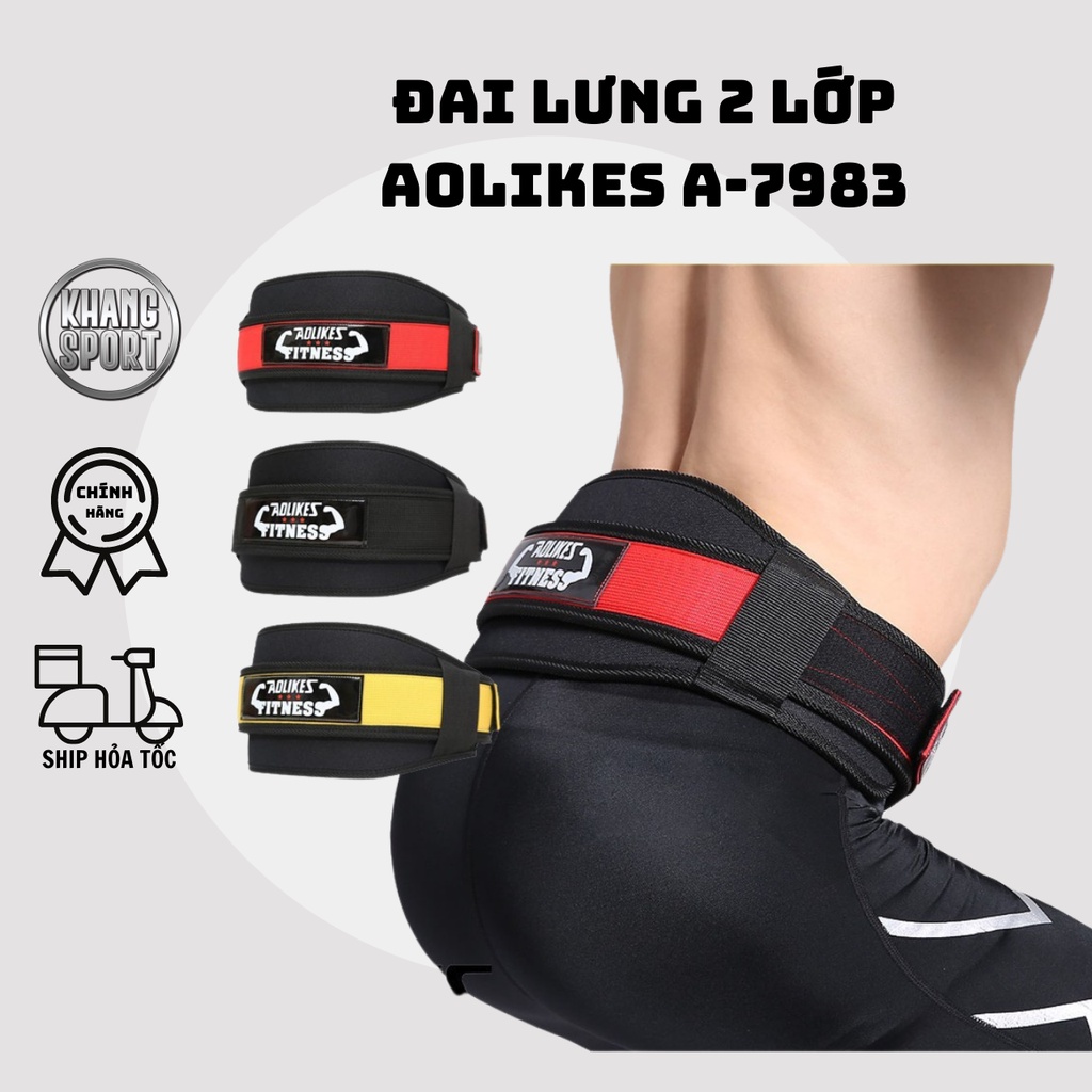 Đai Lưng 2 Lớp Aolikes A-7983 | Nịt Lưng Tập Gym | Bảo Vệ Lưng A-7983