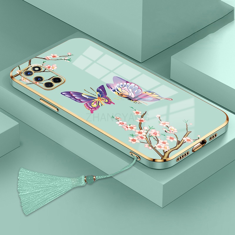 ốp lưng oppo a52 a92 Ốp Điện Thoại Silicon Họa Tiết Bươm Bướm Kèm Dây Đeo Cho oppo a52 a92