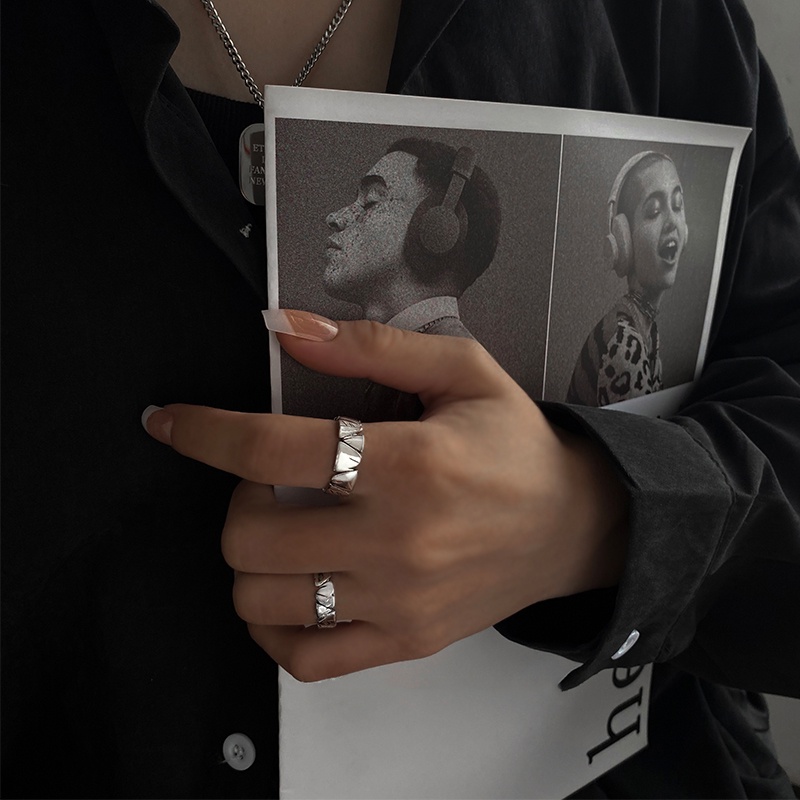 Nhẫn Nam Nữ Thép Không Gỉ Họa Tiết Mountain Dễ Điều Chỉnh R54