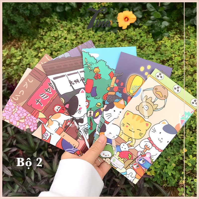 Bao lì xì 2024 hoạt hình mèo may mắn cát tường Bộ 6 cái TINA SHOP LIXI22