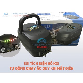 Máy Sủi Tích Điện 2 Vòi Hãng Hailea CPA 120. Sủi Ác Quy cung cấp oxy dành cho hồ Koi