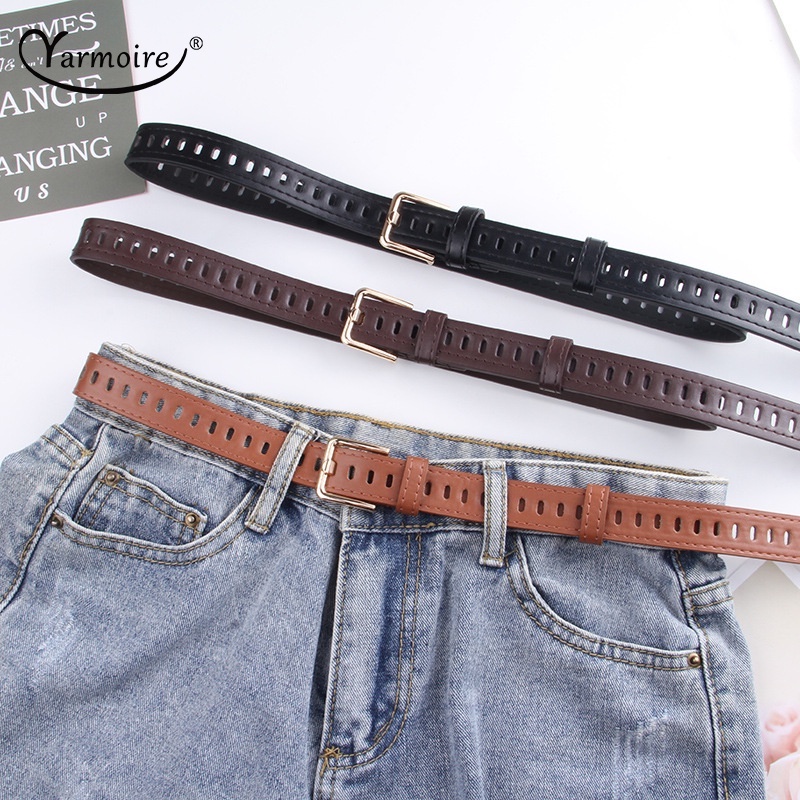 Thắt Lưng Da PU Phối Khoá Kim Loại Kiểu Dáng Cổ Điển Dành Cho Nữ