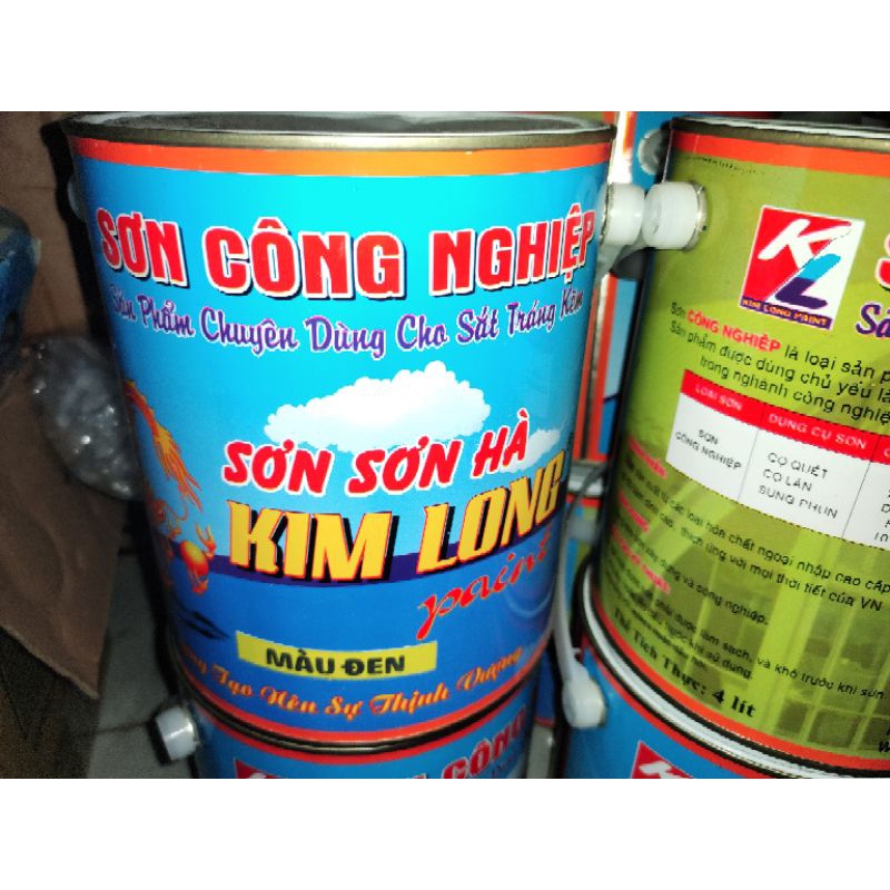 Thùng 4kg sơn dầu kim long chuyên dùng sắt mạ kẽm