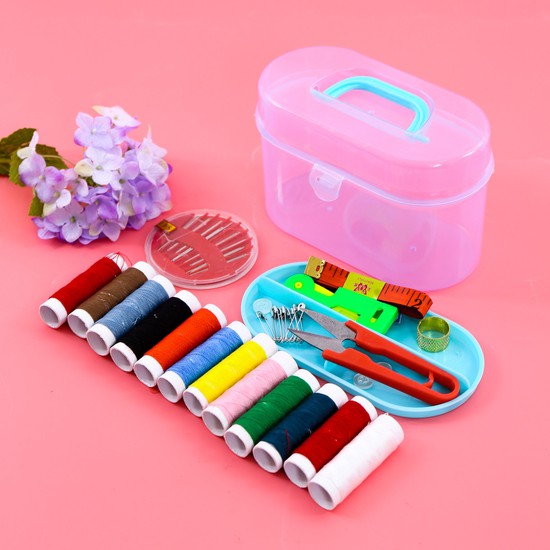 Bộ Kim Chỉ Khâu Vá Đa Năng - Hộp Kim, Chỉ, Kéo, Kim Băng, Thước Dây, Xâu Kim - 45 Món Cực Đa Năng CÓ KÉO CẮT CHỈ