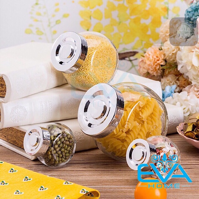 Bộ 3 Hũ Đựng Gia Vị Thuỷ Tinh 380 Ml Đáy Nghiêng Nắp Nhiều Màu
