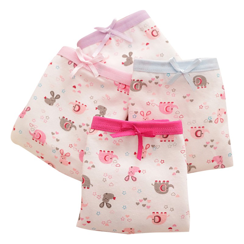 Quần lót cotton họa tiết con voi đáng yêu dành cho bé gái 2-10 tuổi