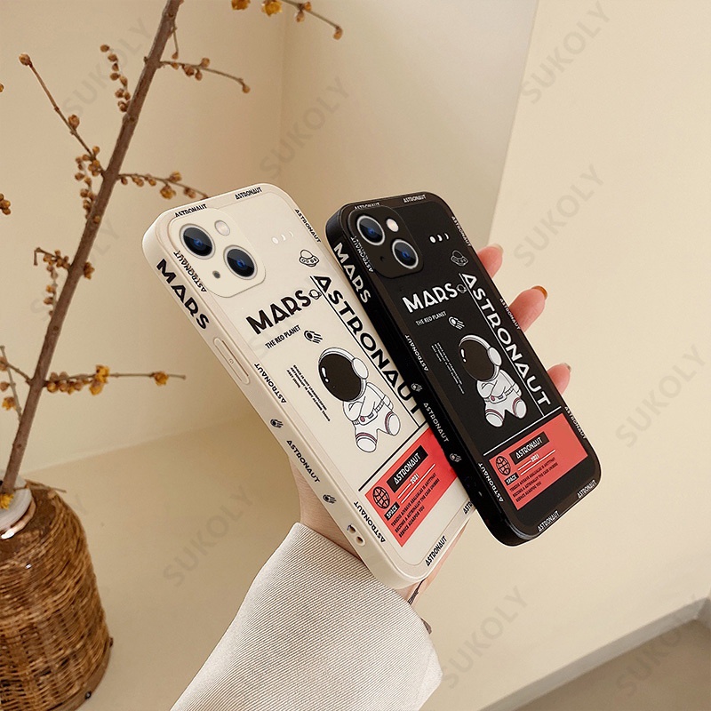 Mới Ốp Điện Thoại Silicon Vuông Mềm Hình Phi Hành Gia Cho iPhone 13 pro Max 12 pro Max 6s plus 7 plus 8 X Xs Xr Xsmax 11 pro Max Se2020