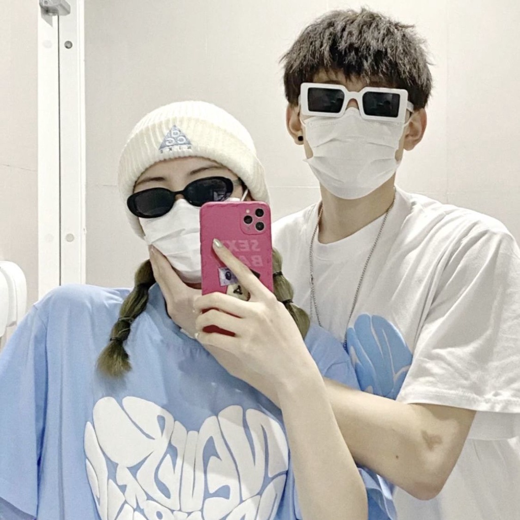 Áo Thun Tay Ngắn Dáng Rộng In Hình Trái Tim Phong Cách Hàn Quốc Cho Cặp Đôi