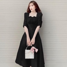 Đầm dự tiệc Bigsize tay phồng cổ vuông siêu hack dáng - BZ012