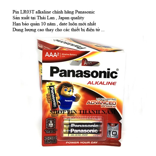 Pin AAA Panasonic alkaline LR03T-2B vỉ 2 viên chính hãng