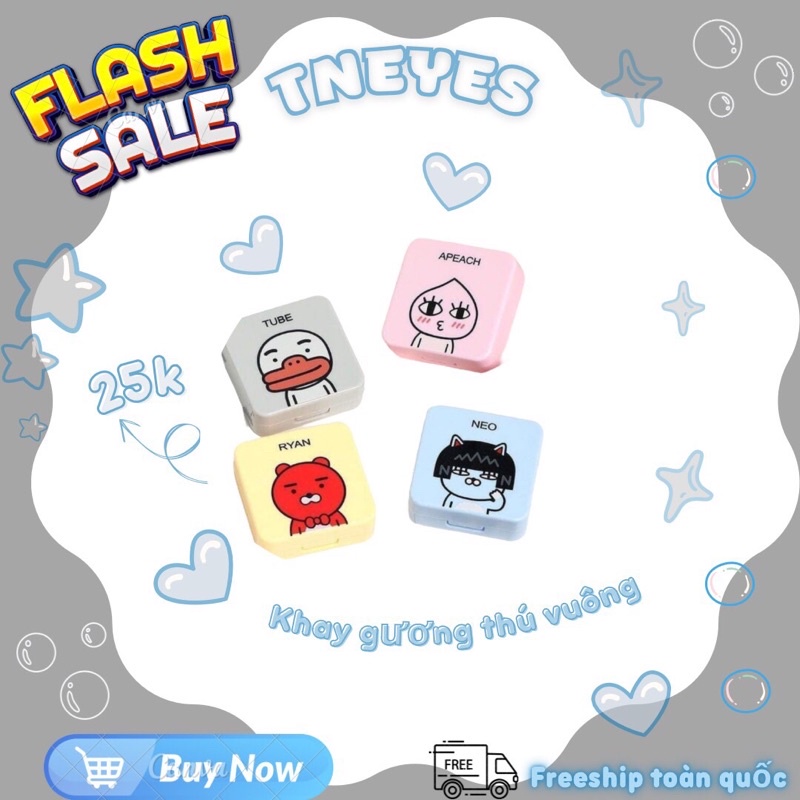 Khay Gương Thú Vuông đựng lens kính áp tròng TNEYES