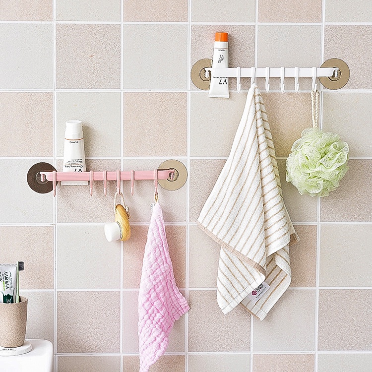 Móc treo đồ dán tường đa năng, Thanh treo góc tường nhà tắm, kích thước 37x7 cm