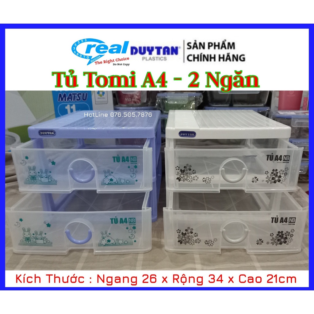 Tủ nhựa duy tân 2 TẦNG TOMI A4 (N26 x R35 x C21 cm ) Nắp Bằng ,vừa khổ giấy A4