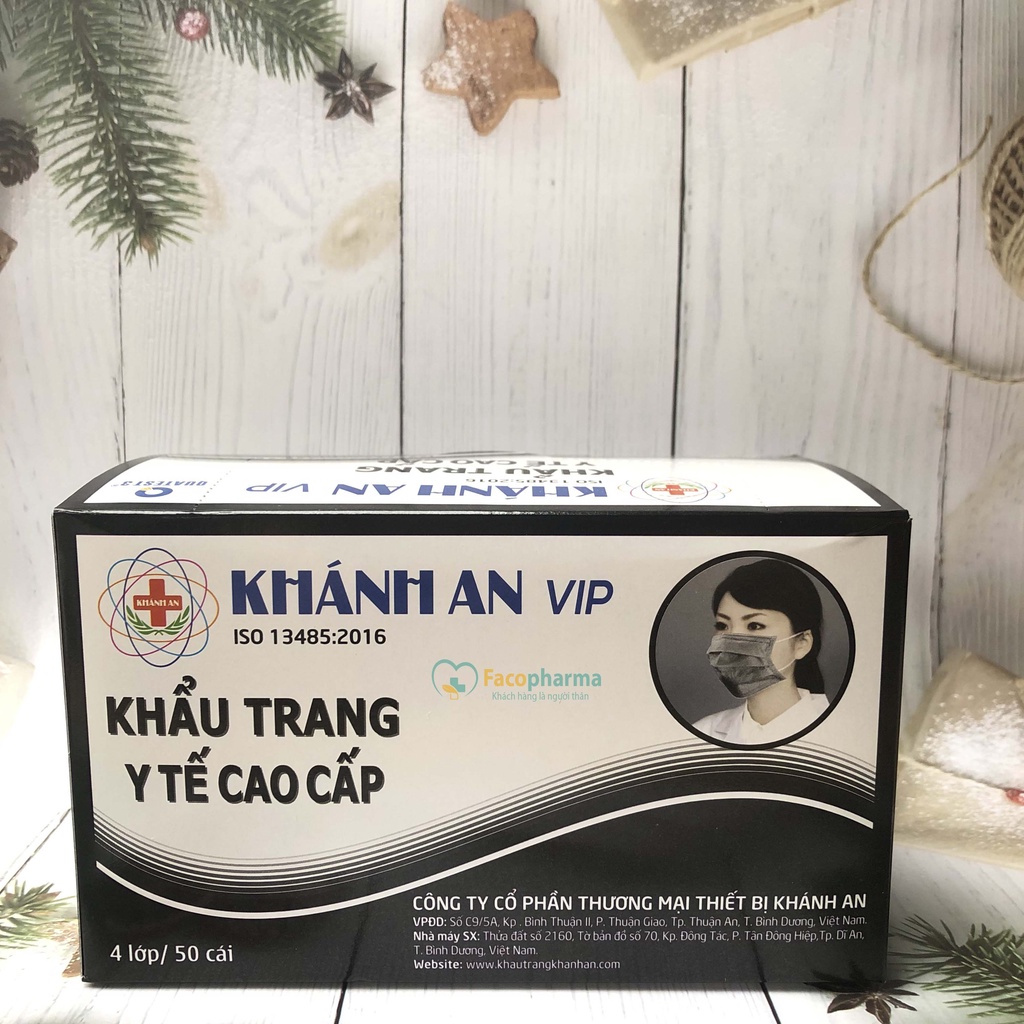 Khẩu Trang Y Tế 4 Lớp Kháng Khuẩn Cao Cấp Hộp 50 Cái Khánh An KAKTL1O