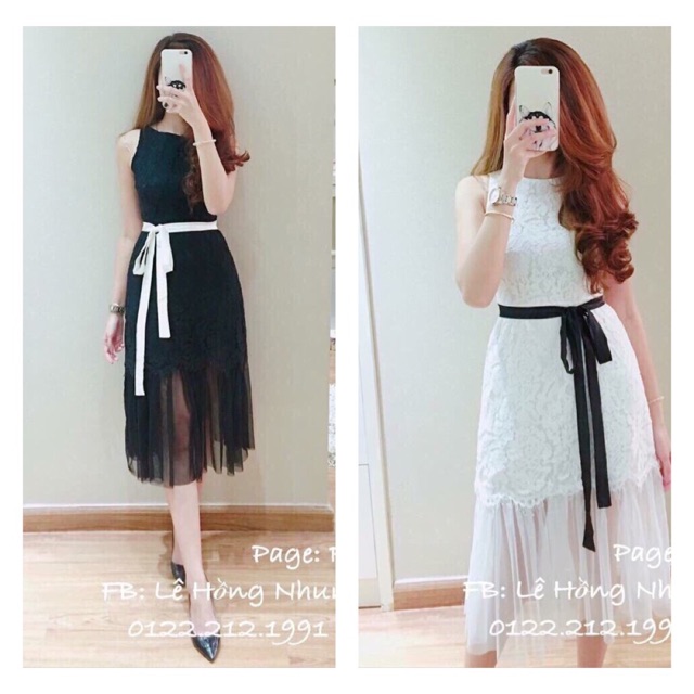 Đầm dự tiệc chân phối lưới kèm ảnh thật