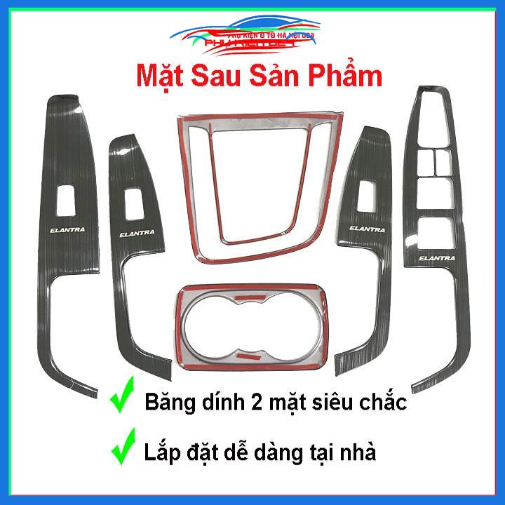 Ốp nội thất Elantra 2016-2017-2018-2019-2020-2021-2022 vân Titan bảo vệ chống trầy xước và làm đẹp xe