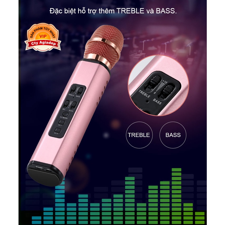 [Mã ELHACE giảm 4% đơn 300K] Mic hát Karaoke trên điện thoại xịn, pin trâu, âm thanh to ADG-K6