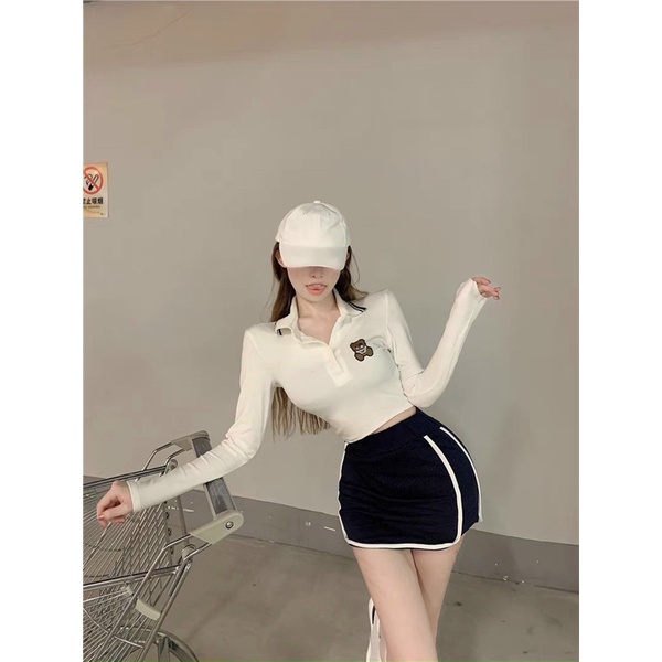 SÉT CROP GẤU THÊU CỔ PHỐI CHÚ GẤU | BigBuy360 - bigbuy360.vn