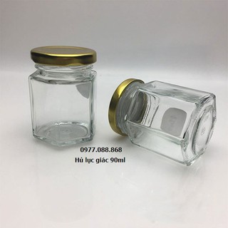 Set 20 hũ thủy tinh LỤC GIÁC 90ML / NẮP ĐEN / NẮP VÀNG / Lọ thủy tinh cao cấp