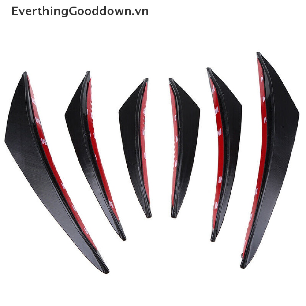 Everthinggooddown Set 6 Thanh Cản Trước Thân Xe Hơi Màu Đen Bóng
