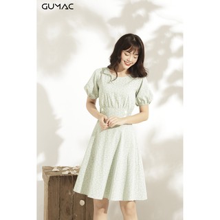 Đầm bản eo phối nút GUMAC MS10918_XANH