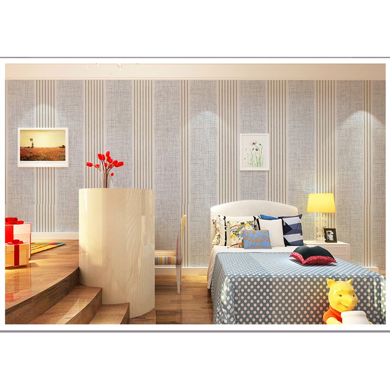 Decal giấy dán tường sọc bạc (khổ rộng 0.45m)