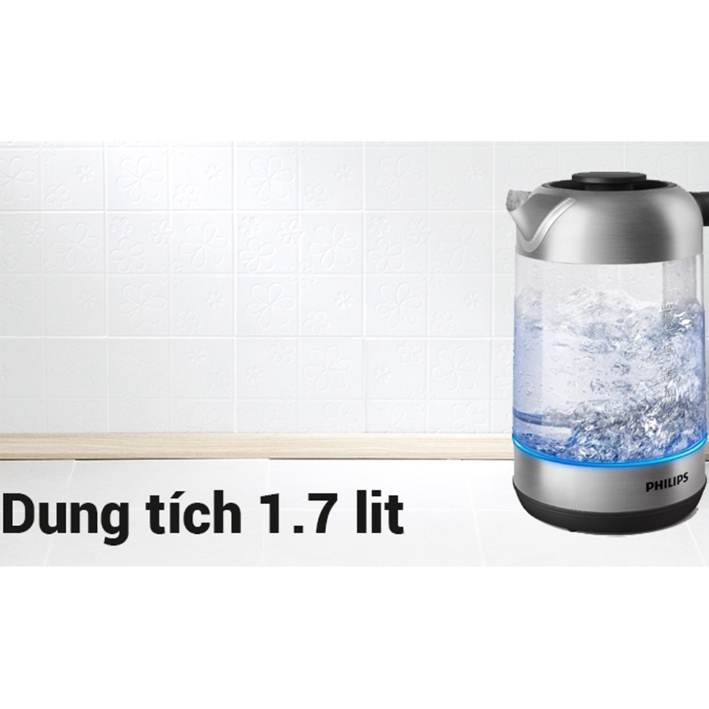 Bình đun siêu tốc thủy tinh PHILIPS 1.7 lít HD9339/80 Chính hãng bảo hành 2 năm