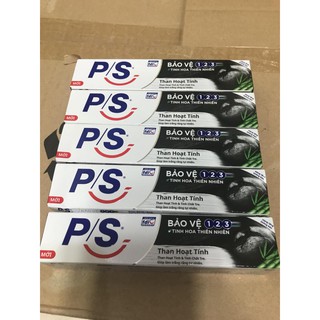 Kem đánh răng PS bảo vệ 123 than hoạt tính 180g. Bộ 5 cây