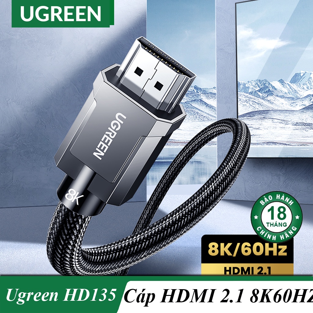 Cáp HDMI 2.1 độ phân giải 8K/60Hz 4K/120Hz dài 1- 3m Cao Cấp UGREEN HD135 Chính Hãng