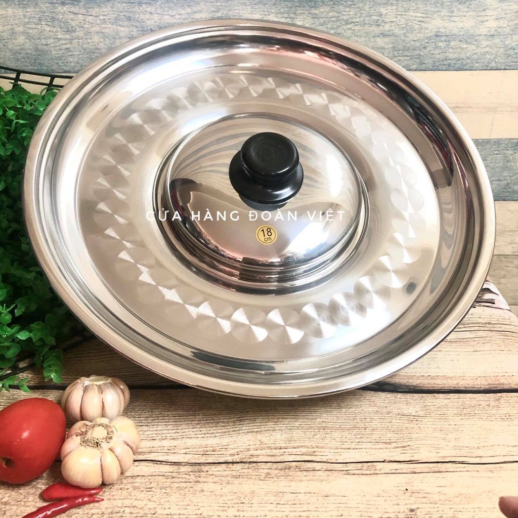 Nồi Lẩu Sống, Nồi Lẩu Mâm - Inox SUS 304 Cao Cấp- Nồi 18 cm - Mâm Vành 40 cm - Dày, bóng ,đẹp