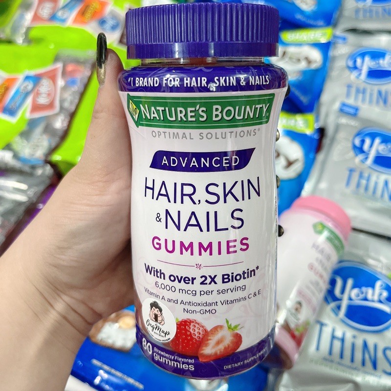 [date 2022] Kẹo dẻo Hair, Skin & Nails Gummies 🍓 (80 viên)