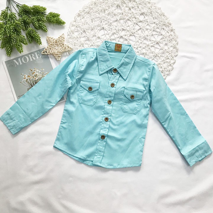 Áo Sơ mi kate thun tay dài 2 túi từ 10kg đến 16kg - AT282