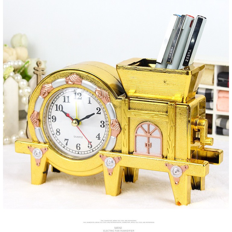 Đồng hồ báo thức để bàn có khay đựng bút