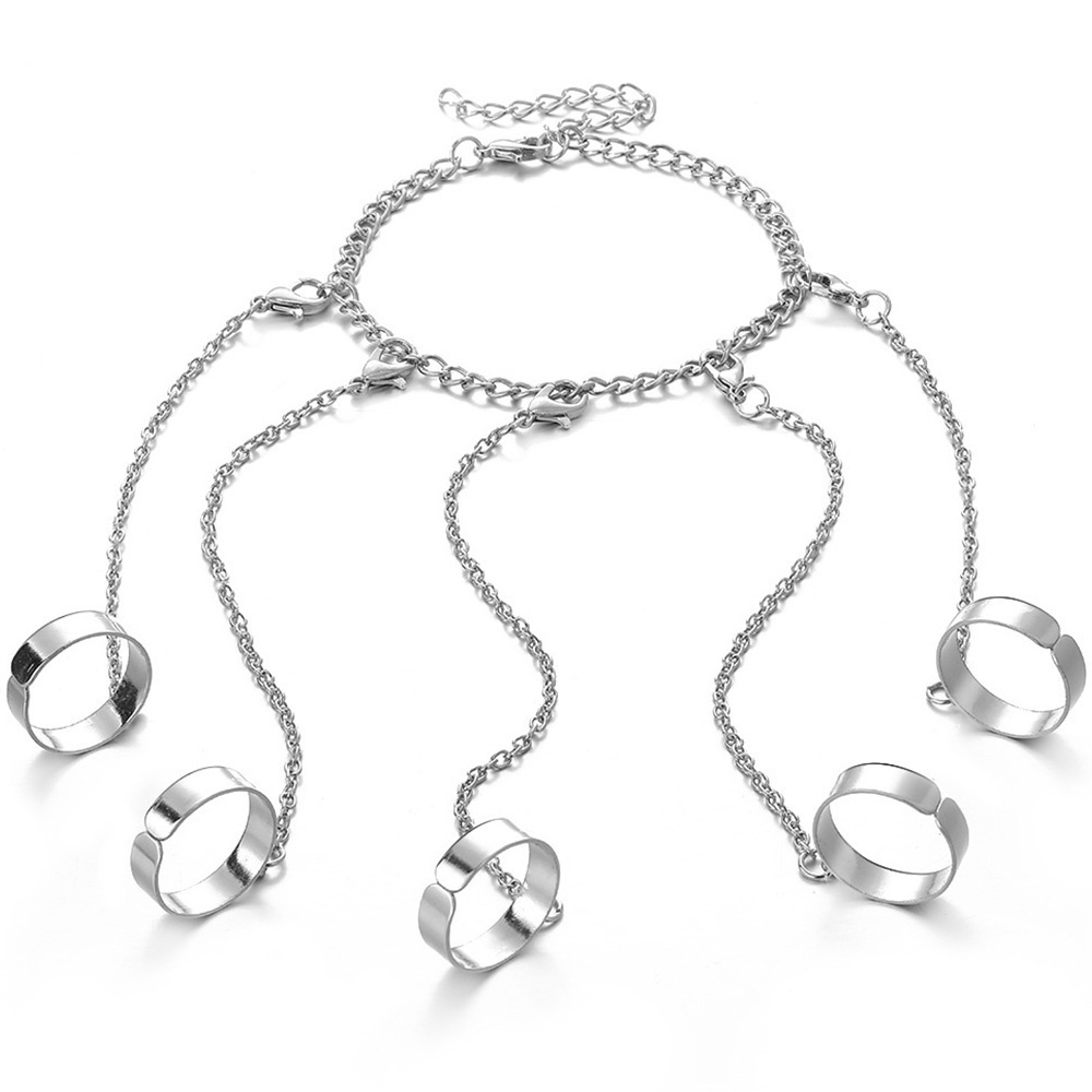 Bộ Nhẫn Đeo Tay Mạ Bạc Đính Đá Thời Trang Cho Nữ