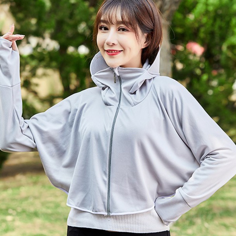 Áo Khoác Chống Nắng Bằng Lụa Lạnh Nhẹ Tay Dài Có Khóa Kéo Thoáng Khí Thời Trang Mùa Hè Cho Nữ
