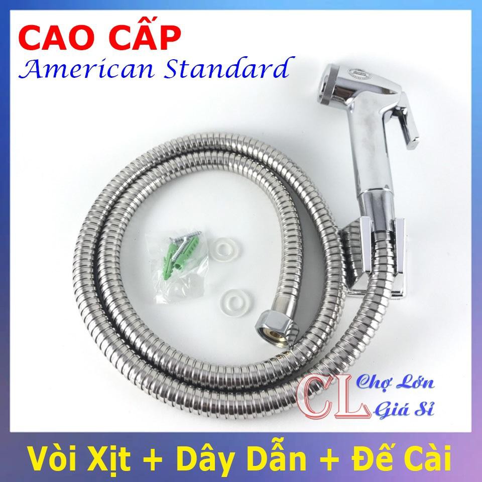 Bộ vòi xịt vệ sinh bằng INOX Cao Cấp - Vòi xịt tolet kèm dây dẫn và đế cài American Standard 00440