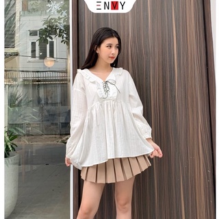Áo babydoll nữ tay dài ENVY A158 cột nơ đáng yêu