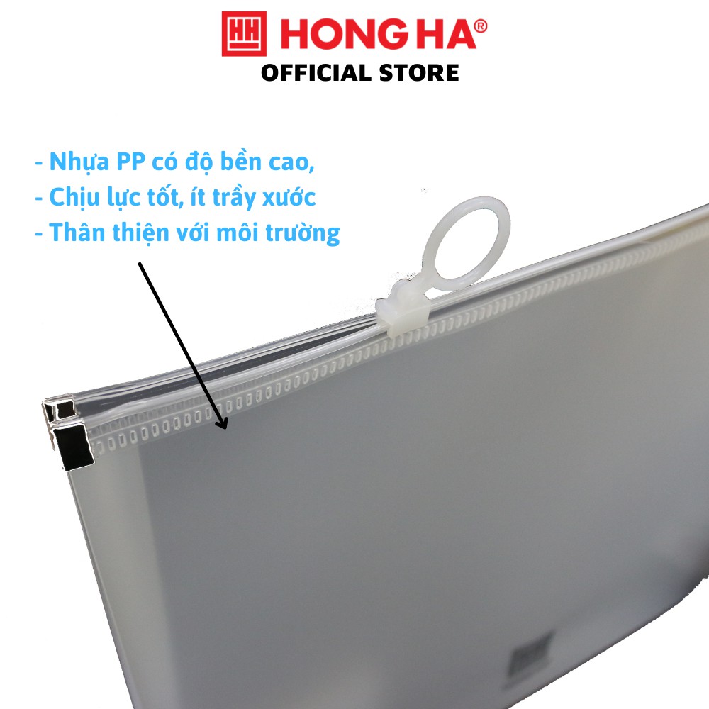 Túi đựng tài liệu Hồng Hà Clear bag S20 Khoá Zip, đựng vừa tài liệu A4 - 6670