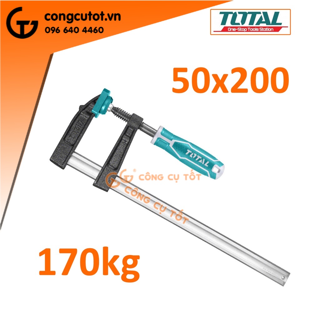 Cảo kẹp gỗ chữ F 50 x 200 mm lực kẹp 170kg Total THT1320502