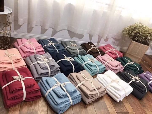 Set chăn ga gối cotton đũi MUJI