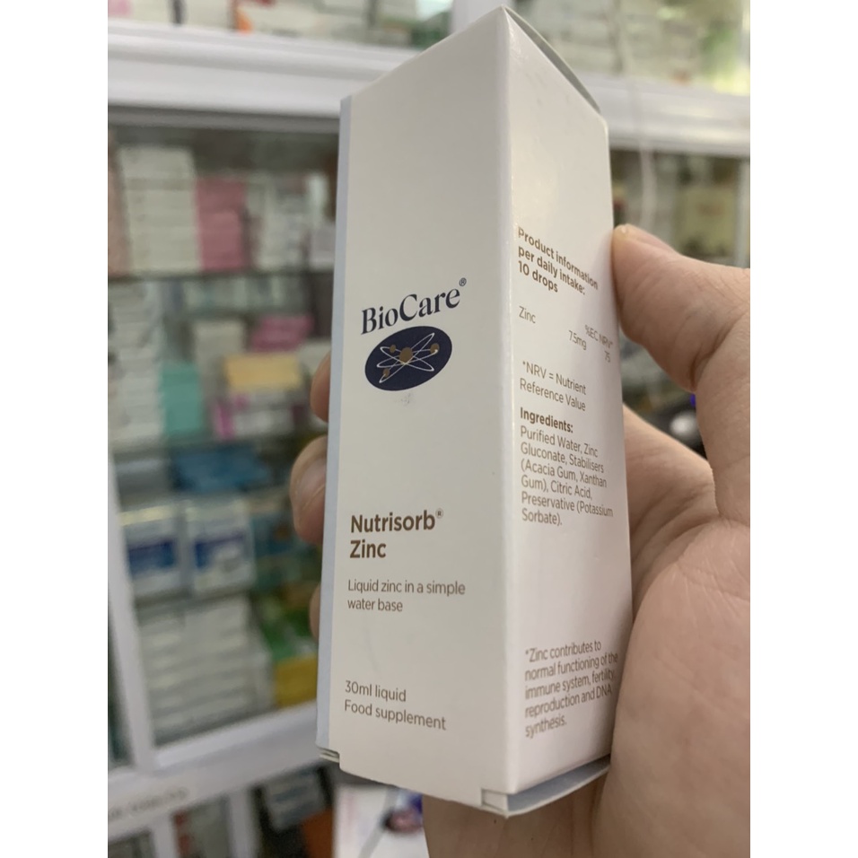 Kẽm nước BioCare Nutrisorb ZinC, Anh (30ml dạng giọt) tăng cường đề kháng cho trẻ sơ sinh từ 1 tháng tuổi - NT Hạnh Phúc