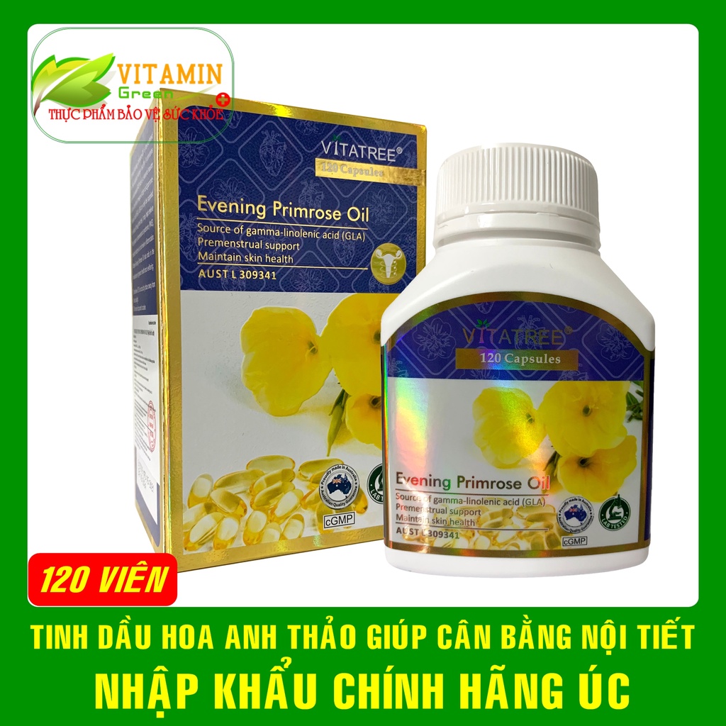 Tinh dầu hoa anh thảo VITATREE EVENING PRIMROSE OIL cân bằng nội tiết, làm đẹp da | Nhập khẩu chính hãng Úc