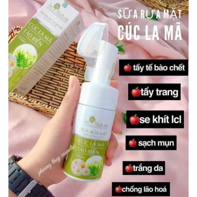 Sữa Rửa Mặt I'M NATURE Cúc La Mã Tảo Biển - kèm Đầu Cọ Silicon