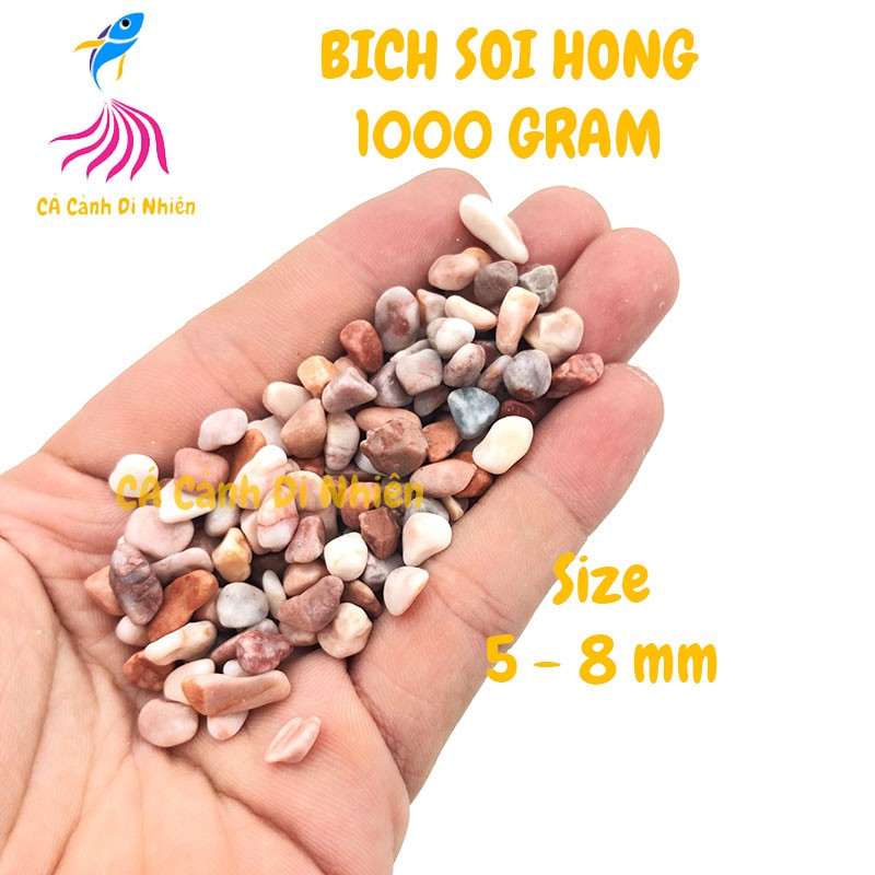 Bịch sỏi HỒNG 1 KG size 5 - 8 mm trang trí hồ cá cảnh