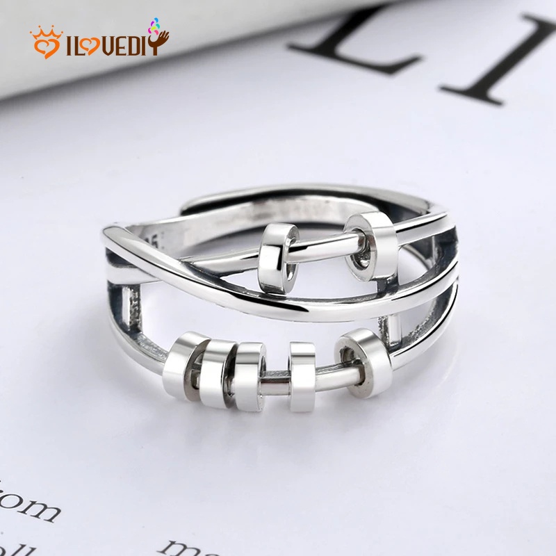 Trang Sức Nhẫn Mở Hình Chữ Thập Xoay Được Chống Oxy Hóa Thời Trang Cho Nam Và Nữ